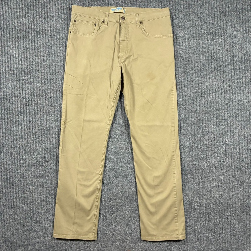 Wrangler Premium Quality Flex Khaki Jeans Mens 32x30 Straight Stretch Mid Rise